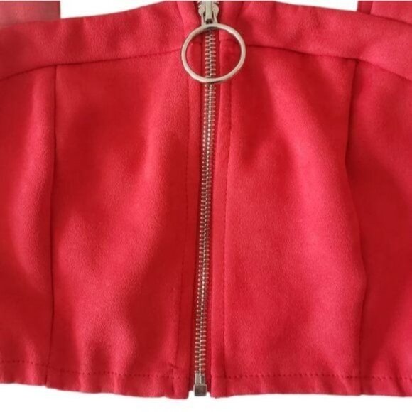 LF SEEK Red Bralette Faux Suede Crop Top - Picture 3 of 6
